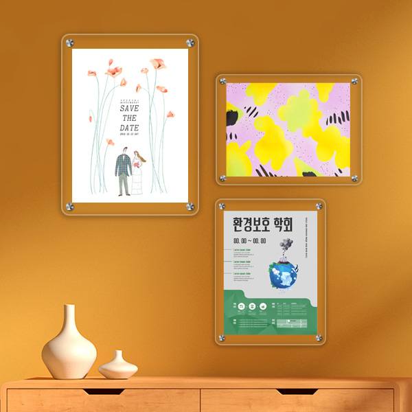 투명 라운드 액자  A5 A4 B5 B4 종이 벽걸이 프레임 포토