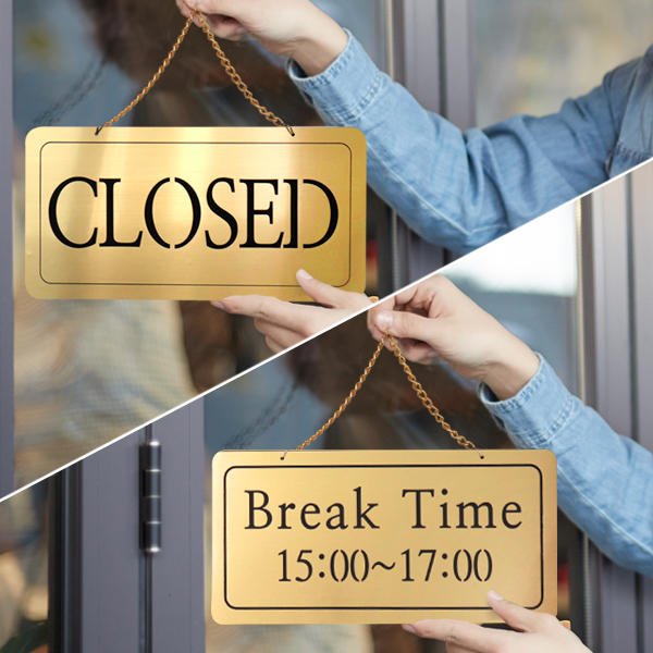 클로즈/브레이크타임 양면걸이 메탈 코팅판 표시판 도어사인 사인보드