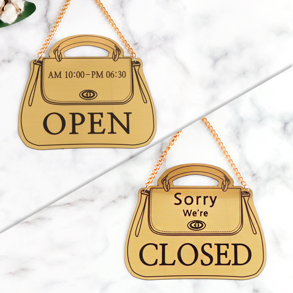오픈/클로즈 open 양면걸이 메탈 골드 영업시간 브레이크타임 안내판
