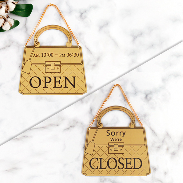 오픈/클로즈 양면걸이 메탈 골드 영업시간 브레이크타임 안내판