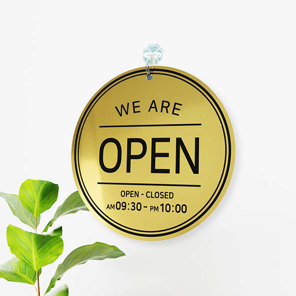 메탈 원형 단면 오픈 클로즈 브레이크 타임 영업시간 안내판 도어사인