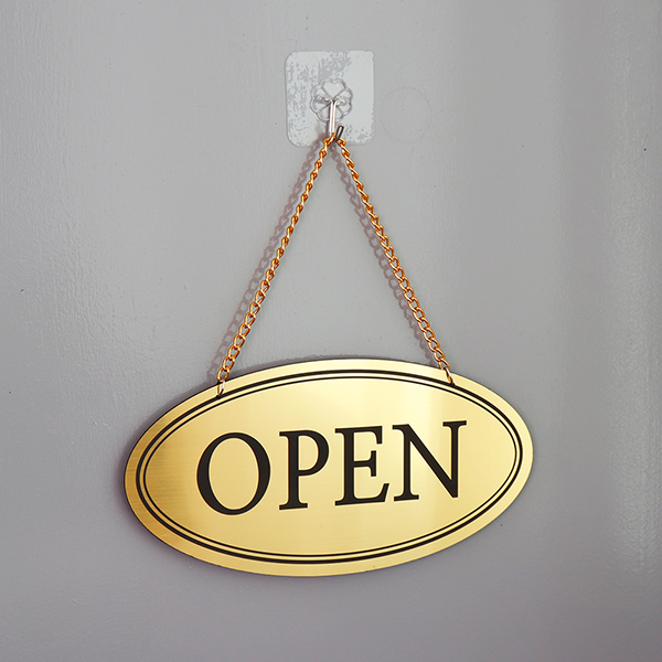 메탈 타원 단면 오픈 클로즈 영업시간 외출중 정기휴일 안내판