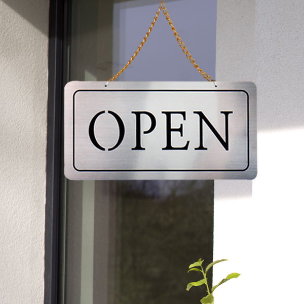 오픈 open 단면걸이 은색 사인보드 안내표지판 팻말 YKM-0002