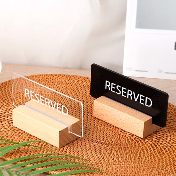 우드꽂이 스탠드 reserved 안내판 15 x 6cm 호텔 식당 카페 예약석