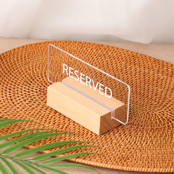 우드꽂이 스탠드 reserved 안내판 15 x 6cm 호텔 식당 카페 예약석