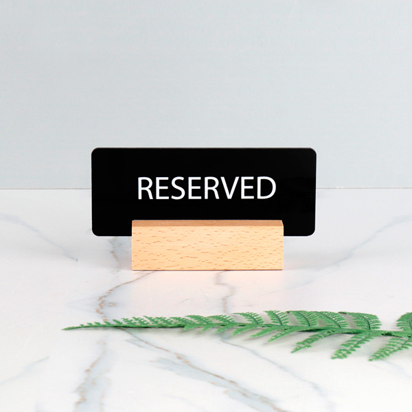 우드꽂이 스탠드 reserved 안내판 15 x 6cm 호텔 식당 카페 예약석
