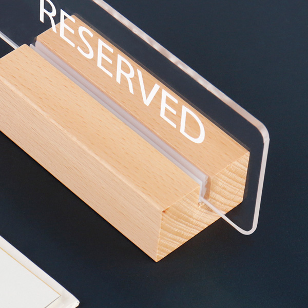 우드꽂이 스탠드 reserved 안내판 15 x 6cm 호텔 식당 카페 예약석