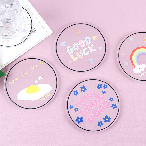 티코스터 컵받침대 아크릴 원형 티매트 홈카페 컵코스터