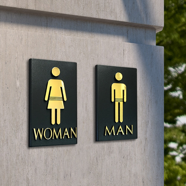 여자 남자 화장실 사인BY 단면 검정 금박 (Y9)