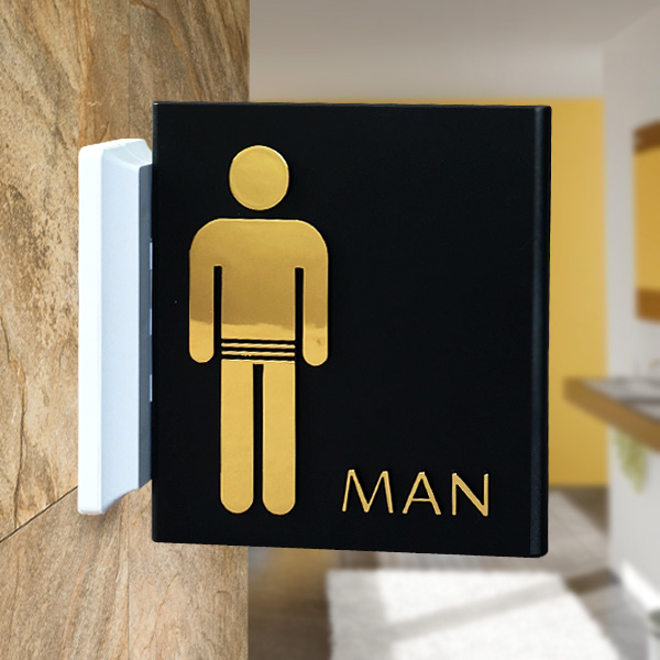 남자 화장실 사인BY 돌출 양면 검정 금박 (Y161)