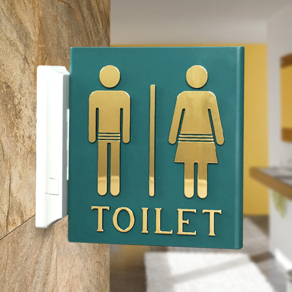 남여공용 화장실 사인BY 양면 돌출 청록 금박 (Y18)