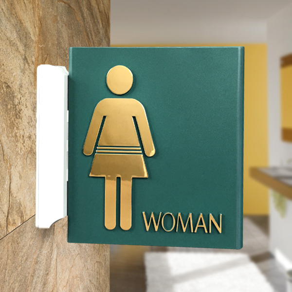 여자 화장실 사인BY 양면 돌출 청록 금박 (Y182)