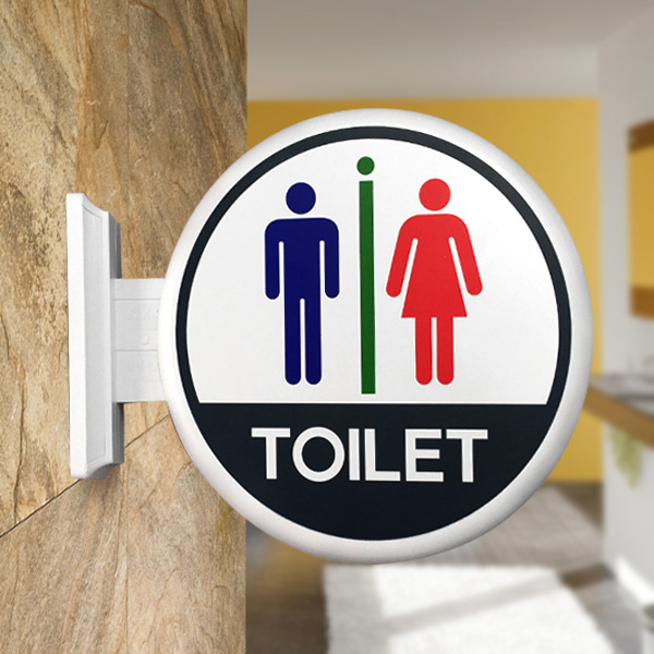 남여공용 화장실 사인BY 원형 돌출 표찰 문구 표시 (Y6)