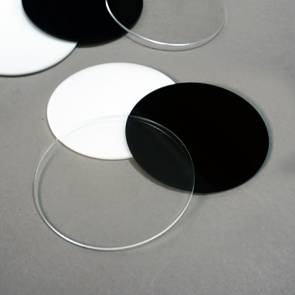 원형 아크릴 레이저 가공 두께 10mm 투명 백색 검정