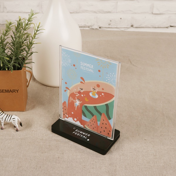 T자형 아크릴꽂이 세로 A6 블랙받침대 UV 인쇄 (JB1014)