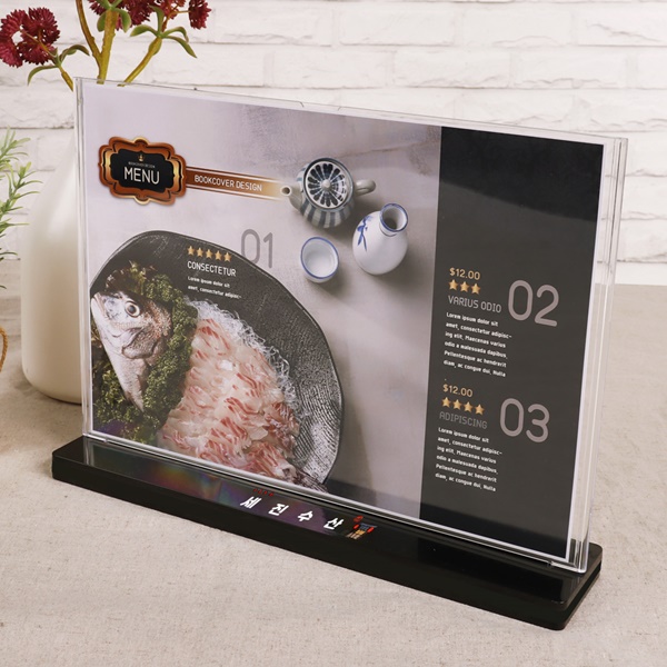 T자형 아크릴꽂이 가로 A4 블랙받침대 UV 인쇄 (JB2921)