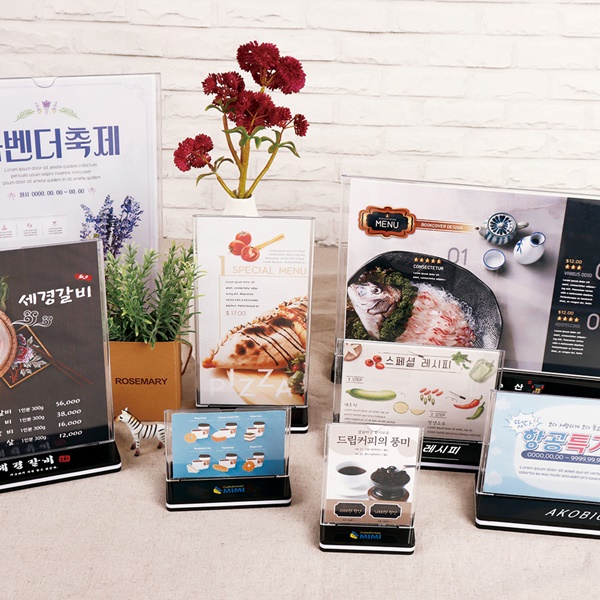 T자형 아크릴꽂이 받침대 UV 인쇄 POP스탠드