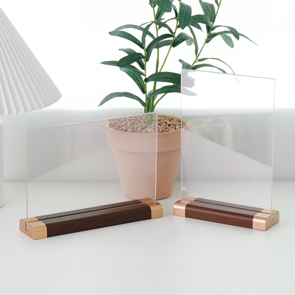 T자형 POP꽂이 안내판 월넛 테이블텐트 투명 스탠드메뉴판 상품가격표 A6 A5 A4