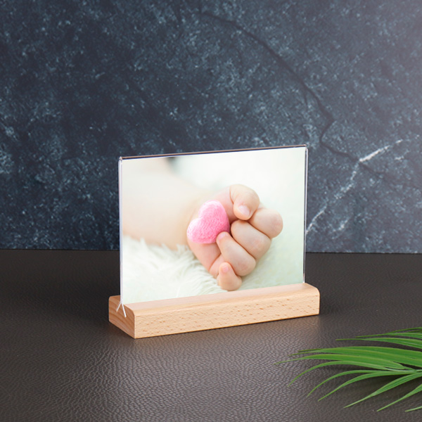 우드 받침 포토 액자 A6가로 양면 사진꽂이 (JW1410)