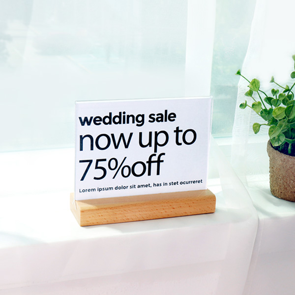 T자형 꽂이 우드 POP A6 가로 스탠드 양면 메뉴판 (JW1410)