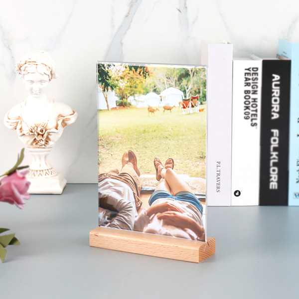 우드 받침 포토 액자 A5세로 양면 사진꽂이 (JW1421)