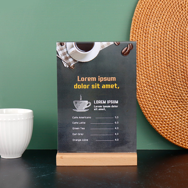 T자형 꽂이 우드 POP A5 세로 스탠드 양면 메뉴판 (JW1421)