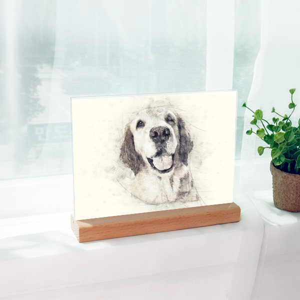 우드 받침 포토 액자 A5가로 양면 사진꽂이 (JW2114)