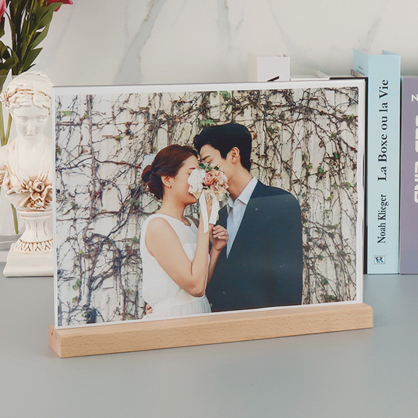 우드 받침 포토 액자 A4가로 아크릴 원목액자 (JW2921)