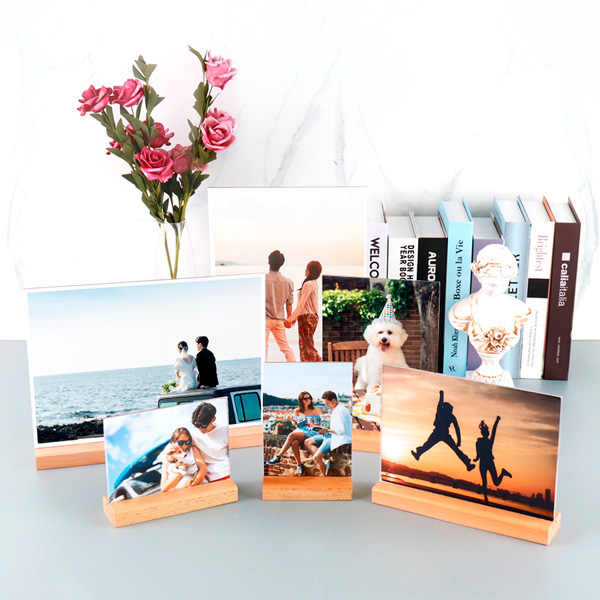 우드 받침 포토 액자 투명 아크릴 프레임 A4 A5 A6 스탠드 양면