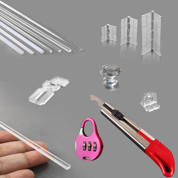 아크릴 DIY용 부자재 아크릴 경첩 자물쇠 손잡이 접착제 아크릴칼 삼각 쫄대