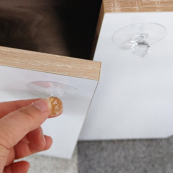 투명 손잡이 부착식 장식장 싱크대 선반 2개세트 JP4092