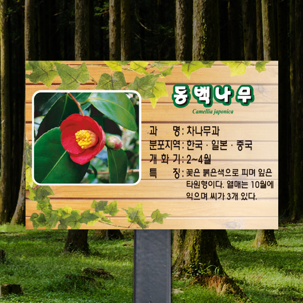 수목표찰 고정형 180x120 스틸검정 덩굴 사각 꽂이형