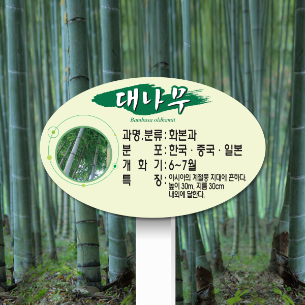 수목표찰 고정형 160x100 포맥스대 단아체 타원 꽂이형