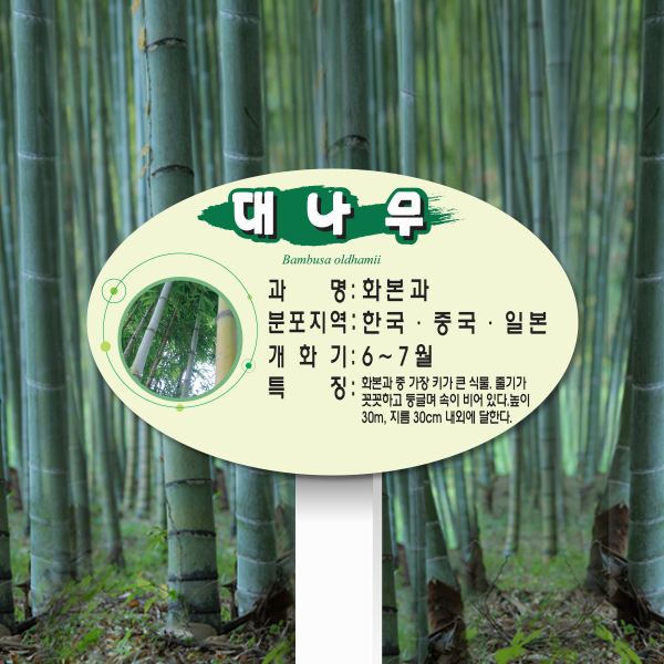 수목표찰 고정형 160x100 포맥스대 평붓체 타원 꽂이형