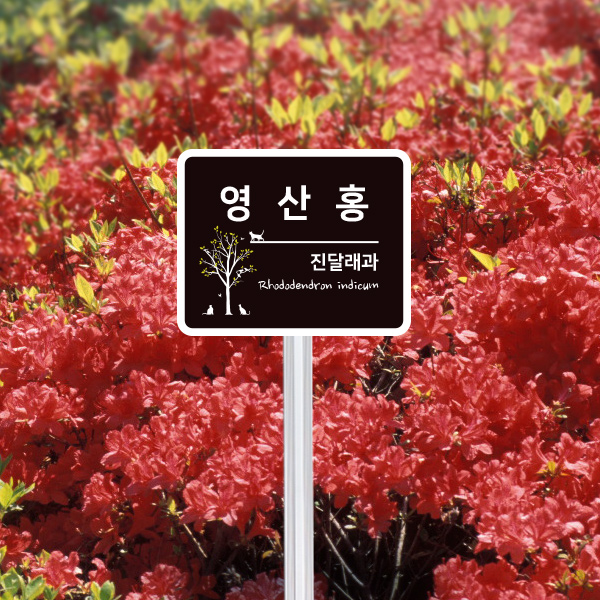 수목표찰 고정형 150x120 사각라운드 가로 알루미늄대 꽂이형