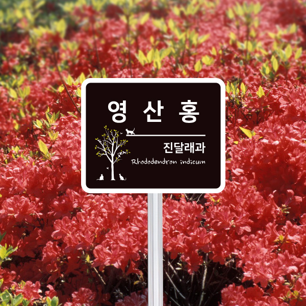 수목표찰 고정형 200x160 사각라운드 가로 알루미늄대 꽂이형