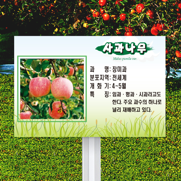 수목표찰 고정형 180x120 알루미늄대 풀밭 사각 꽂이형